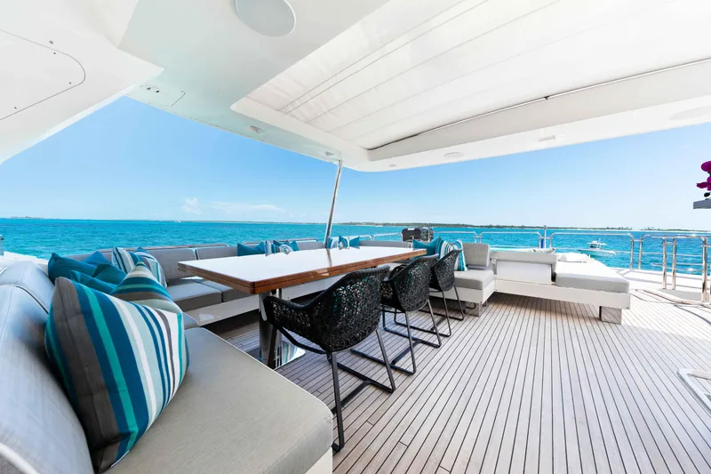 Slide: The Image of Luxurious deck of 2012 Azimut Grande 32M yacht with ocean view and elegant seating. - 62