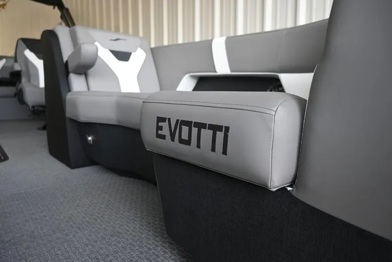 Slide: The Image of 2026 Evotti 523CS interior with sleek gray seating and modern design. - 22