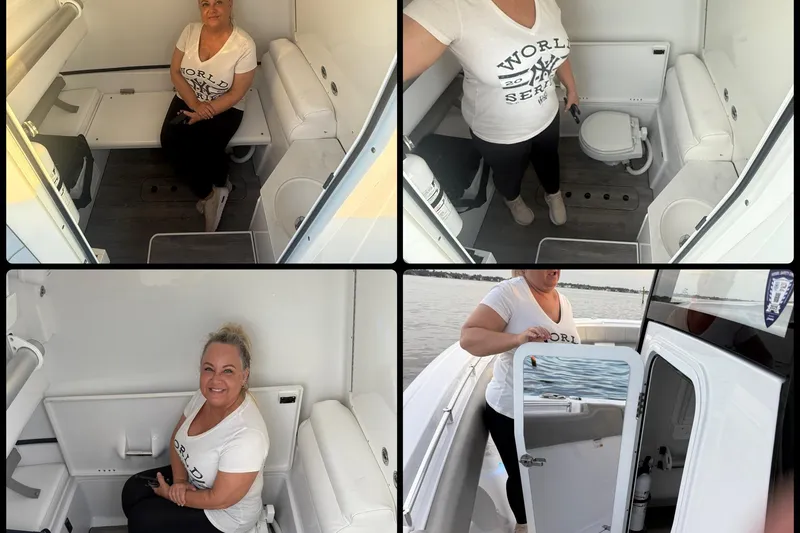 Slide: The Image of 2022 Sportsman Open 322 Center Console interior with seating and amenities. - 22