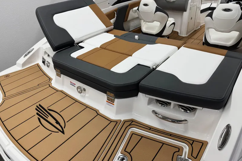 Slide: The Image of 2026 Chaparral 21 SSi boat interior with stylish seating and deck design. - 6