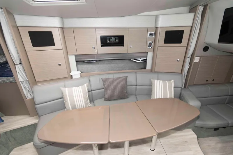 Slide: The Image of 2019 Formula 34 Performance Cruiser interior with modern seating and cabinetry. - 18