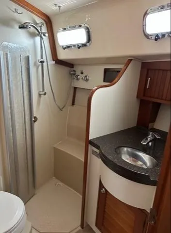 Slide: The Image of Bathroom of Island Packet 445 yacht, year 2005. - 24