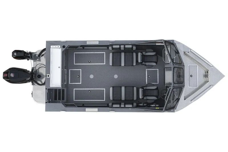 Slide: The Image of Manufacturer Provided Image: Aerial view of 2025 Lund 200 Heavy Gauge boat with people fishing on calm water. - 22