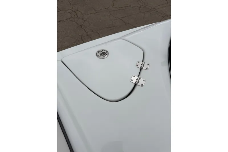 Slide: The Image of 2023 Crownline 280 SS boat hatch detail with stainless steel hinges. - 14