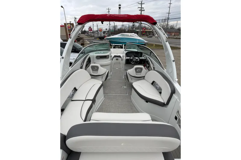 Slide: The Image of 2023 Crownline 280 SS boat interior with luxurious seating and modern design. - 21