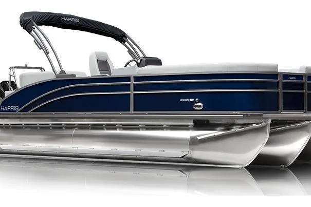 The Image of 2026 Harris Cruiser 210 pontoon boat with sleek blue design and modern features. - 1