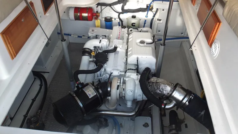 Slide: The Image of Engine room of a 2015 Back Cove 37 boat. - 30