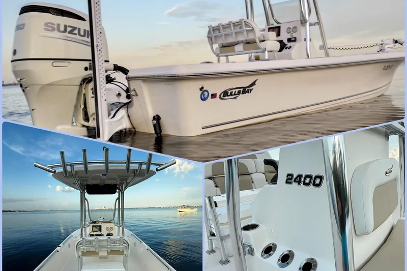 Slide: The Image of 2020 Bulls Bay 2400 boat with Suzuki engine on calm water. - 19