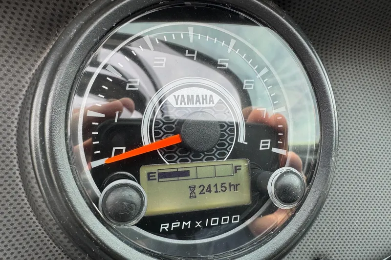 Slide: The Image of Close-up of 2017 Yamaha AR195 boat tachometer showing 241.5 hours. - 9