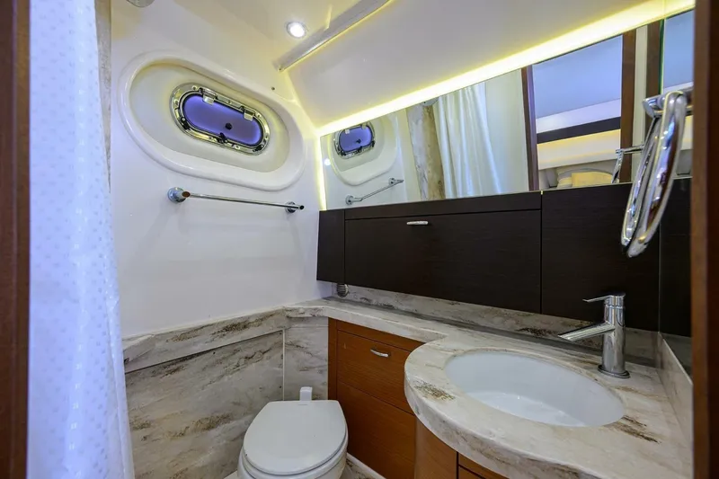 Slide: The Image of Luxurious bathroom interior of 2018 Pursuit S 408 Sport boat with modern fixtures. - 32