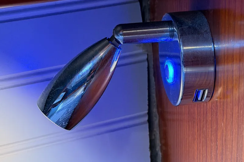 Slide: The Image of Chrome reading light with USB port on Beneteau Oceanis 351 yacht, 1997 model. - 59