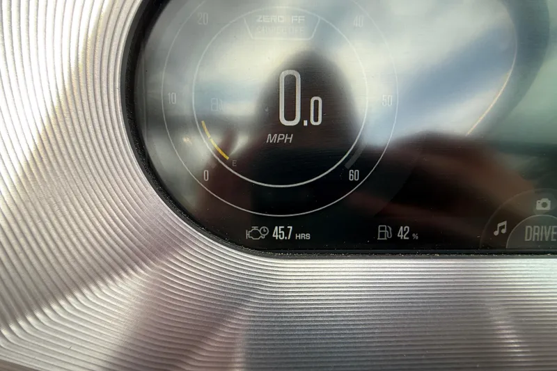 Slide: The Image of Dashboard of 2022 MasterCraft XT24 showing 0 MPH, 45.7 hours, 42% fuel. - 12