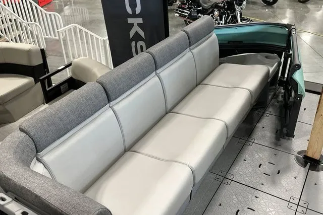 Slide: The Image of 2026 Sea-Doo KIT SWT CRUISE interior with gray seating. - 10