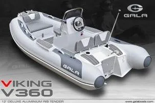 Slide: The Image of 2026 Gala Viking V330 boat with Tohatsu 30HP engine, sleek design, aluminum RIB tender. - 10
