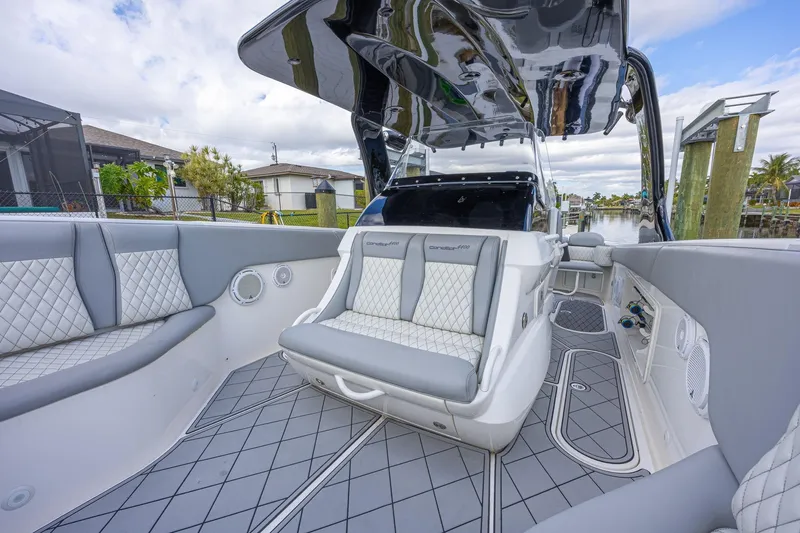 Slide: The Image of Luxurious 2010 Concept 4400 Sport Yacht interior with sleek seating and modern design. - 42