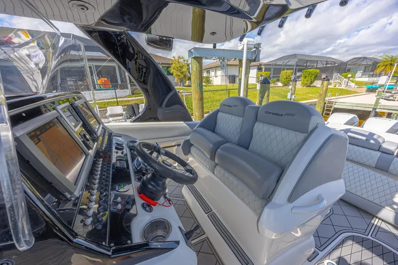Slide: The Image of Luxurious 2010 Concept 4400 Sport Yacht cockpit with advanced navigation system and plush seating. - 50