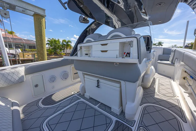 Slide: The Image of Luxurious 2010 Concept 4400 Sport Yacht interior with modern seating and sleek design. - 58