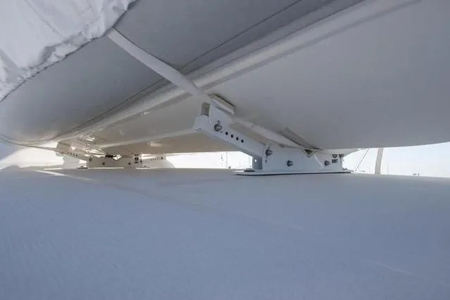 Slide: The Image of Underside view of 2003 Riviera 4700 Sport Yacht's roof structure. - 18