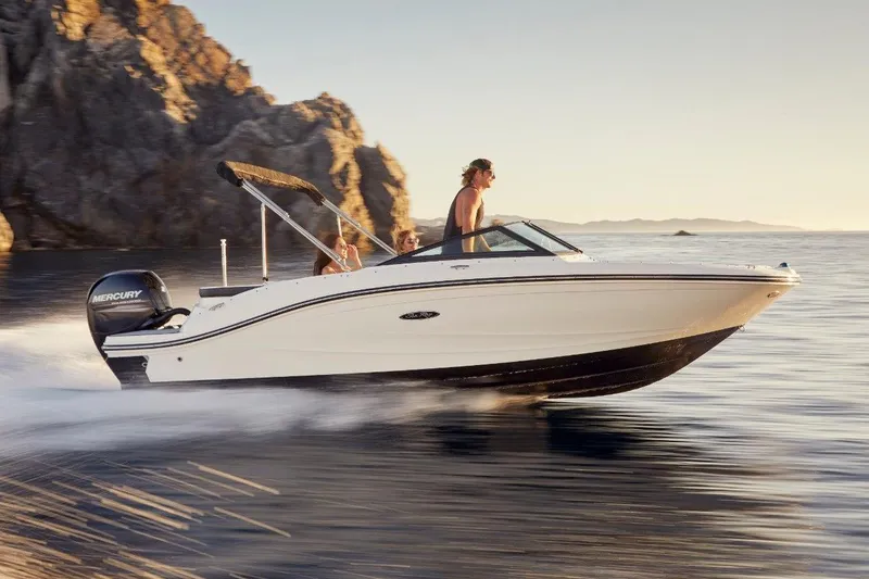 The Image of Manufacturer Provided Image: 2021 Sea Ray SPX 190 OB speedboat cruising on open water at sunset. - 0