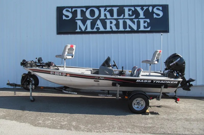 The Image of 2010 Tracker Pro 16 bass boat on trailer at Stokley's Marine dealership. - 0
