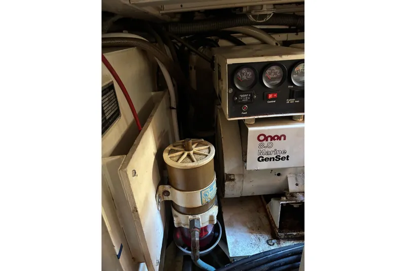 Slide: The Image of Engine room of 1996 Grand Banks 36 Motoryacht with Onan 8.0 Marine GenSet. - 28
