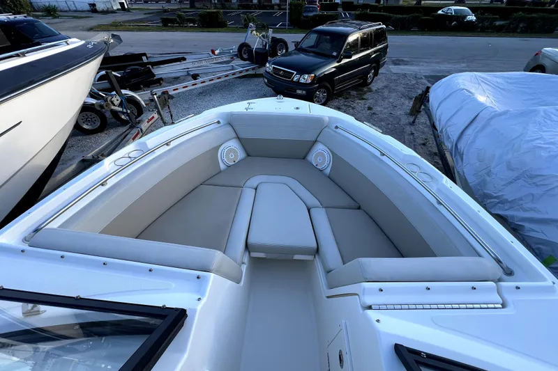 Slide: The Image of 2024 Boston Whaler 210 Vantage boat with spacious bow seating area. - 26
