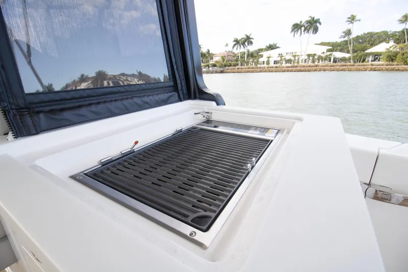 Slide: The Image of Luxury sink area on 2025 MJM 38 X boat with scenic water view. - 24