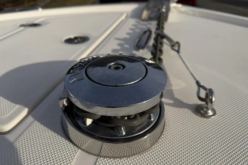 Slide: The Image of 2024 Sea Born SX239 Offshore boat deck with anchor winch detail. - 20