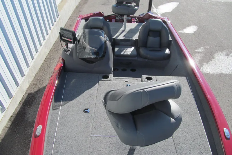 Slide: The Image of 2020 Tracker Pro Team 190 TX Tournament Edition boat interior with seating and control panel. - 10