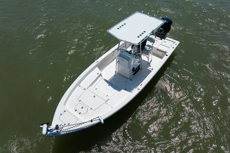 Slide: The Image of 2018 Pathfinder 2400 TRS boat on water, aerial view. - 10