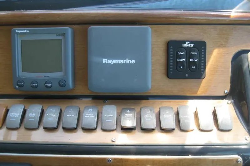 Slide: The Image of Control panel of a 2008 Doral Alegria boat with Raymarine GPS and radar. - 35