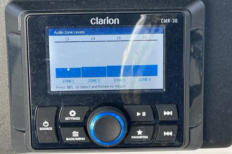 Slide: The Image of Clarion CMR-30 audio control panel on 2023 Robalo R222 Explorer boat. - 30
