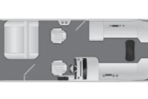 Slide: The Image of Top view of 2025 Bennington 26 MSB-ESP boat layout, featuring seating and helm. - 2