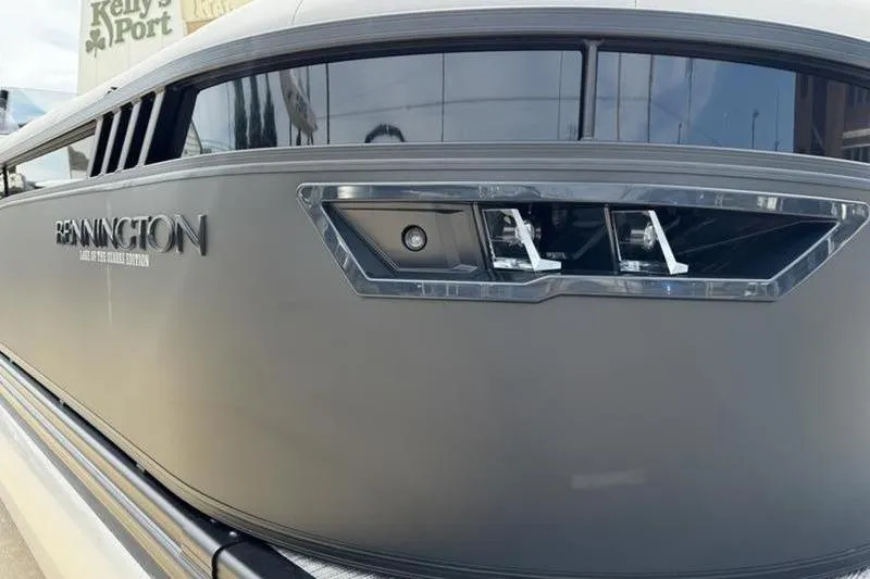 Slide: The Image of 2025 Bennington 26 LXSSBA boat exterior with sleek design and modern detailing. - 19