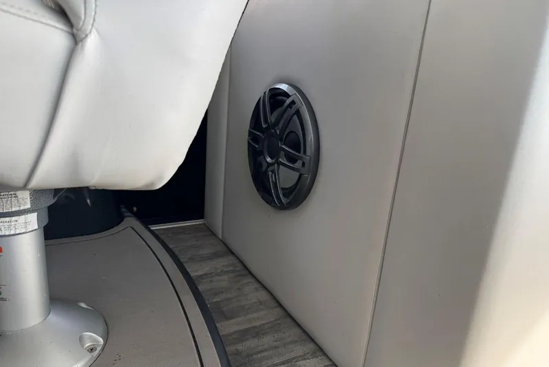 Slide: The Image of Boat interior with speaker and seat, 2022 Crest Classic Platinum 220 SLRC. - 22
