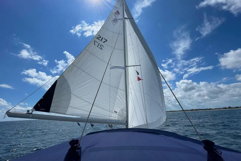 Slide: The Image of Sailing on a 2003 Catalina 310 under clear blue skies and calm ocean waters. - 4
