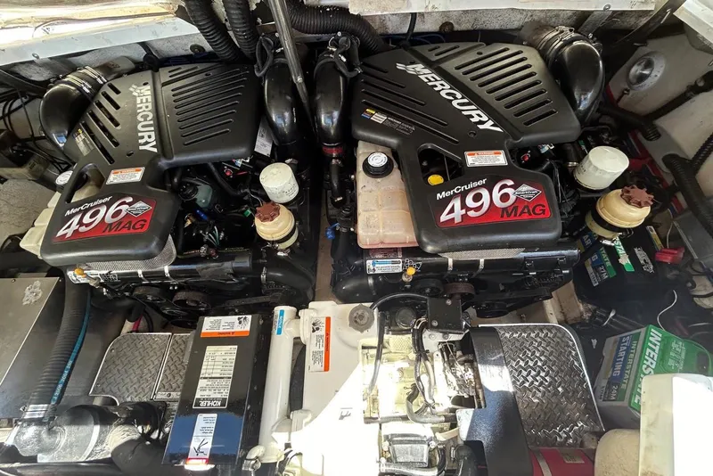 Slide: The Image of Engine compartment of a 2006 Formula 330 Sun Sport with twin MerCruiser 496 MAG engines. - 14