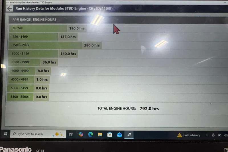 Slide: The Image of Engine hours data for 2004 Sea Ray 240 Sundeck, total 792 hours displayed on screen. - 15
