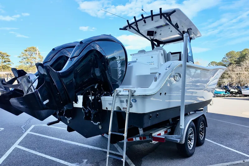 Slide: The Image of 2022 Sea Fox 288 Commander boat on trailer with dual Yamaha engines. - 5