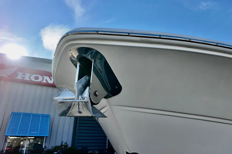 Slide: The Image of 2022 Sea Fox 288 Commander boat anchor detail under clear blue sky. - 6