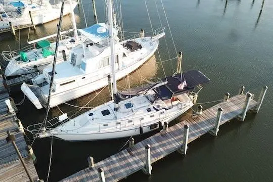 The Image of Aerial view of 1999 Caliber 40LRC sailboat docked at marina. - 0