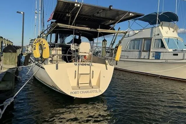 Slide: The Image of Sailboat "Wanderer" docked, Caliber 40LRC, 1999 model, Port Charlotte, FL. - 21