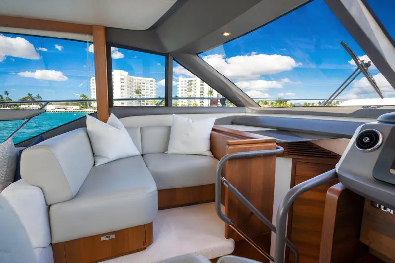 Slide: The Image of Luxurious interior of 2022 Princess F62 yacht with modern seating and ocean view. - 30