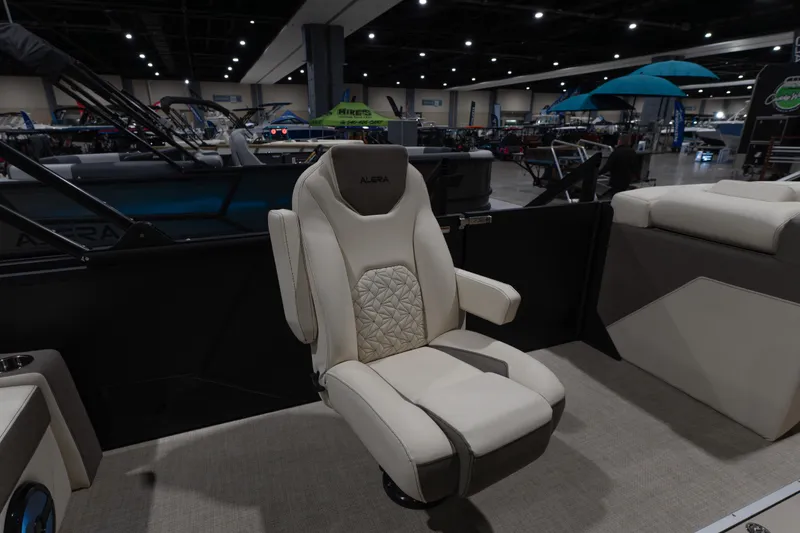 Slide: The Image of Luxury boat seat in showroom, Alera M23Q 2026 model, featuring elegant design and comfort. - 12