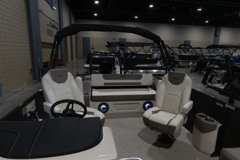 Slide: The Image of Interior of 2026 Alera M23Q boat with luxurious seating and modern design. - 18
