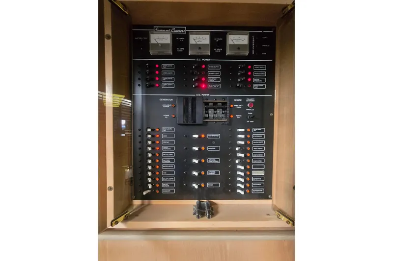 Slide: The Image of Electrical control panel on a 1996 Sumerset 82'x18' Widebody houseboat. - 36