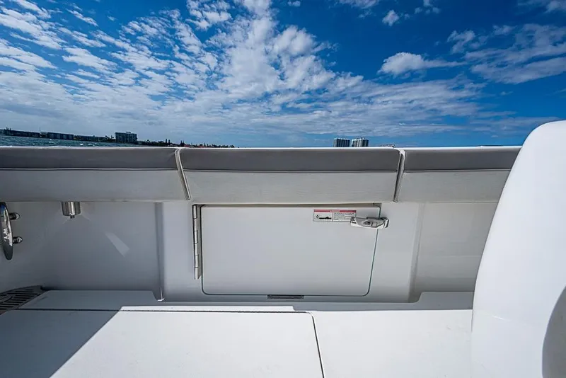 Slide: The Image of 2020 Valhalla Boatworks V-37 storage compartments with equipment and seating. - 31