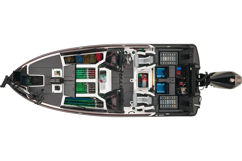 Slide: The Image of 2026 Nitro Z21 XL boat interior with steering wheel and blue-accented seat. - 6