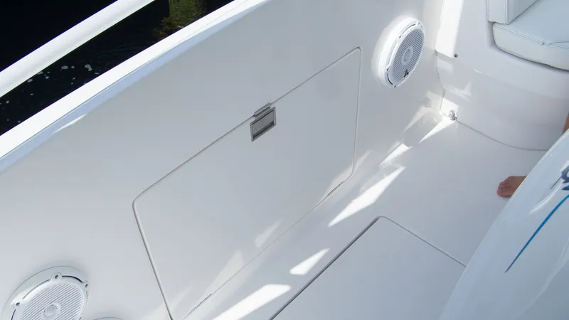 Slide: The Image of Intrepid 400 Cuddy 2017, interior with speakers. - 14