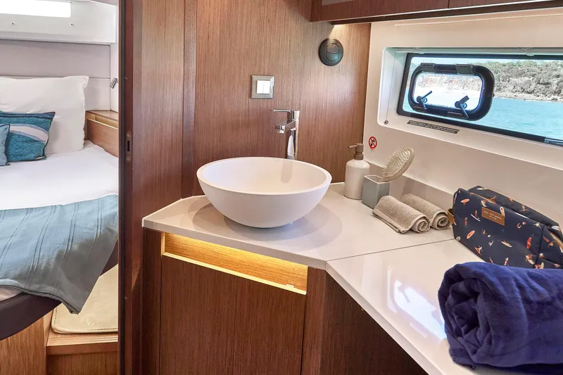 Slide: The Image of Luxurious bathroom interior of 2026 Beneteau Antares 12 yacht with modern amenities. - 32